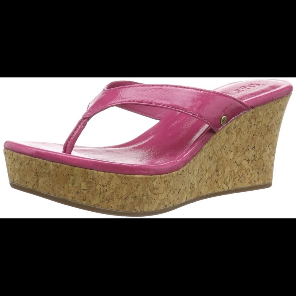NWOB Ugg Natassia Pink Cork Wedge Flip Flop Sandals